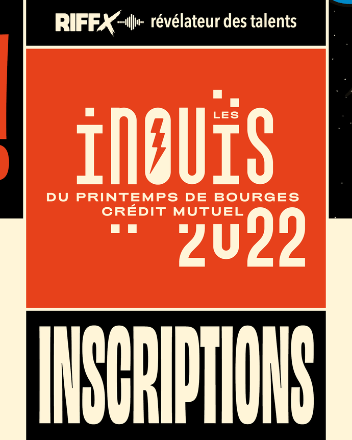 Bannière d'appel à candidatures des iNOUïS du Printemps de Bourges, du 11/10 au 10/11 2021